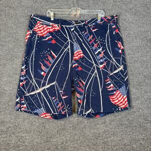 Polo Ralph Lauren Shorts Mens 42 Blue USA American Flag Print Chino Shorts